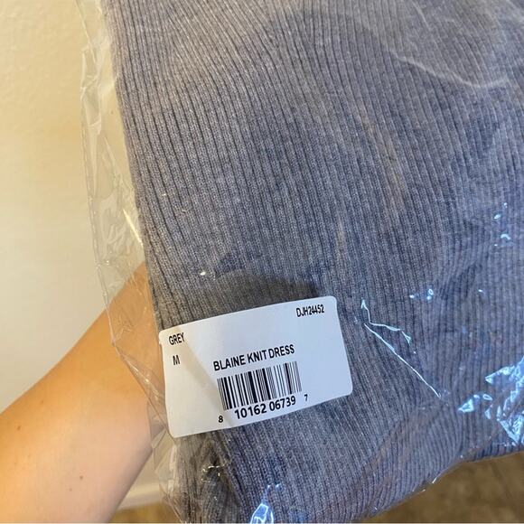 Area Stars Sweetheart Ribbed Sweater Midi Dress in Gray Size Medium NWT - Picture 7 of 8